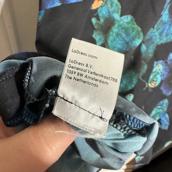 LaDress by Simone Women's Butterfly Black Blue Matching Set Size Small Floral - Picture 10 of 16